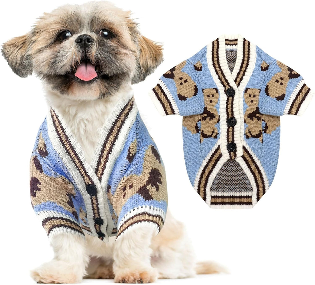 ABRRLO Small Dog Sweaters Cardigans Clothes for Small Medium Dogs Boy