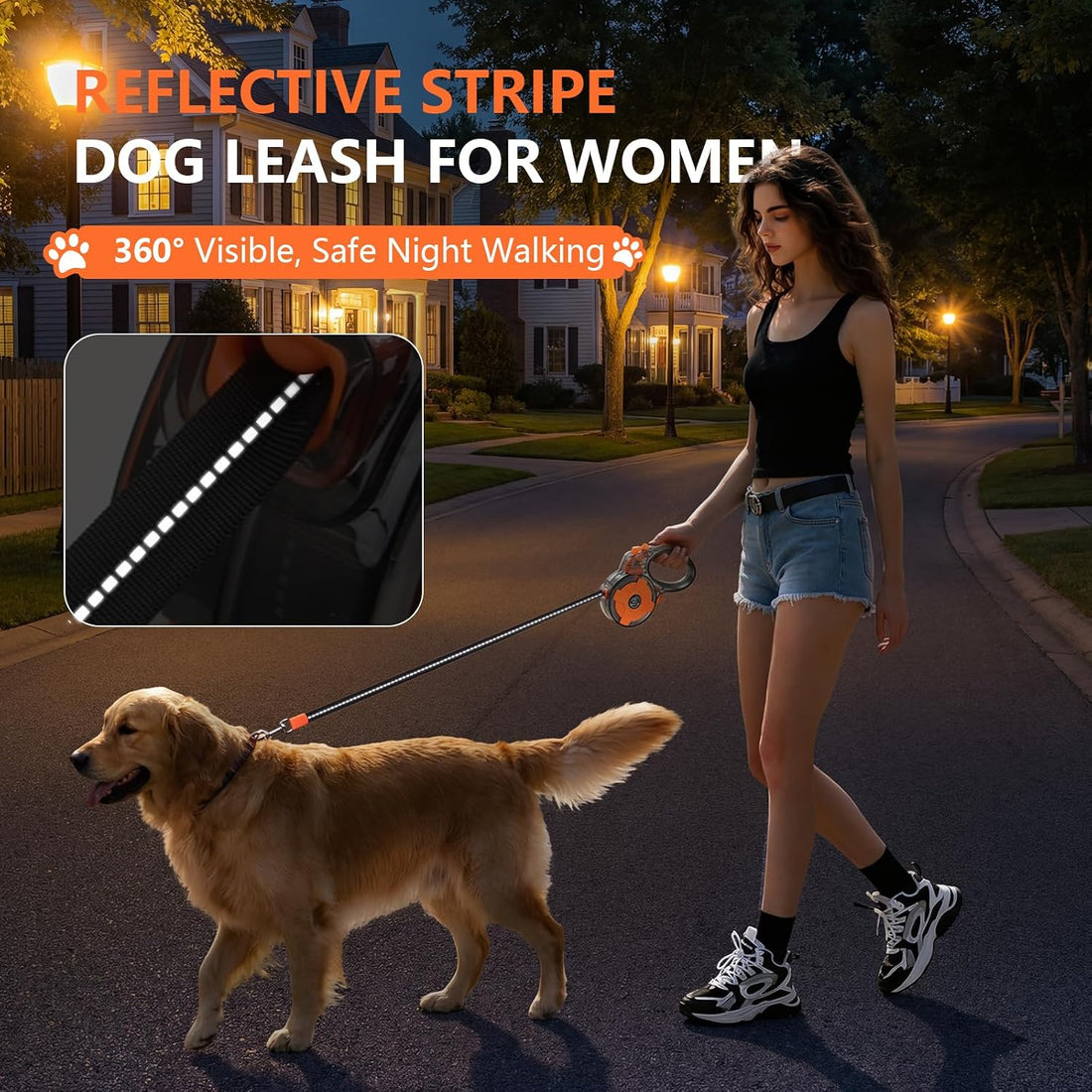 Retractable Dog Leash 13ft with Brake, for Small/Medium Dogs