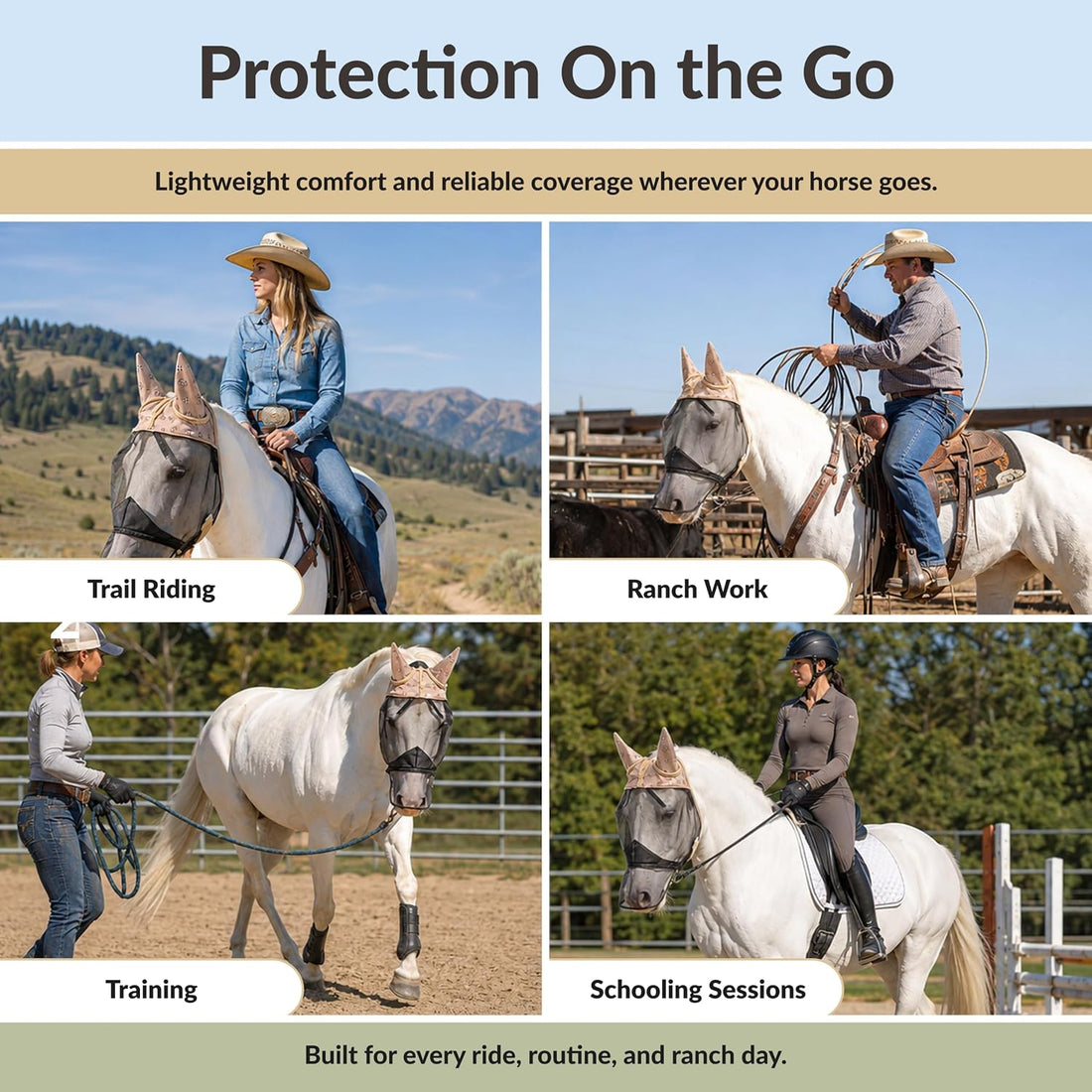 TSZ Fly Free Ride Horse Fly Mask Standard