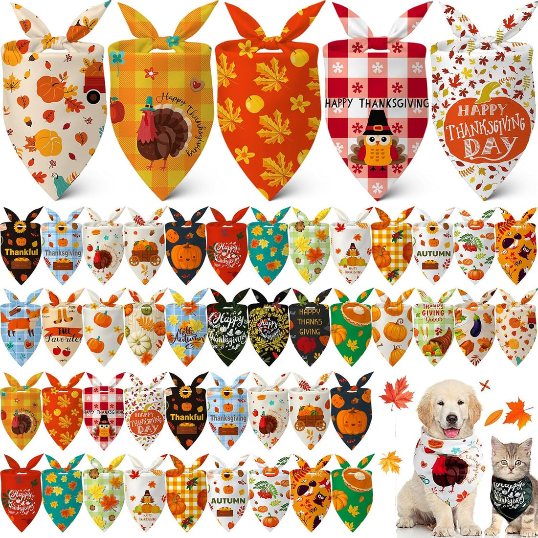 Sanwuta 60 Pcs Halloween Dog Bandanas Bulk Pet Bibs Scarf