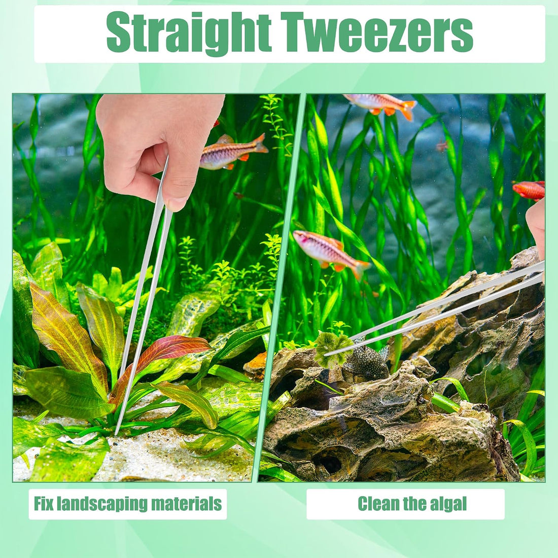 Aquarium Aquascape Tools Kit, 4 Pcs Stainless Steel Aquascaping Set