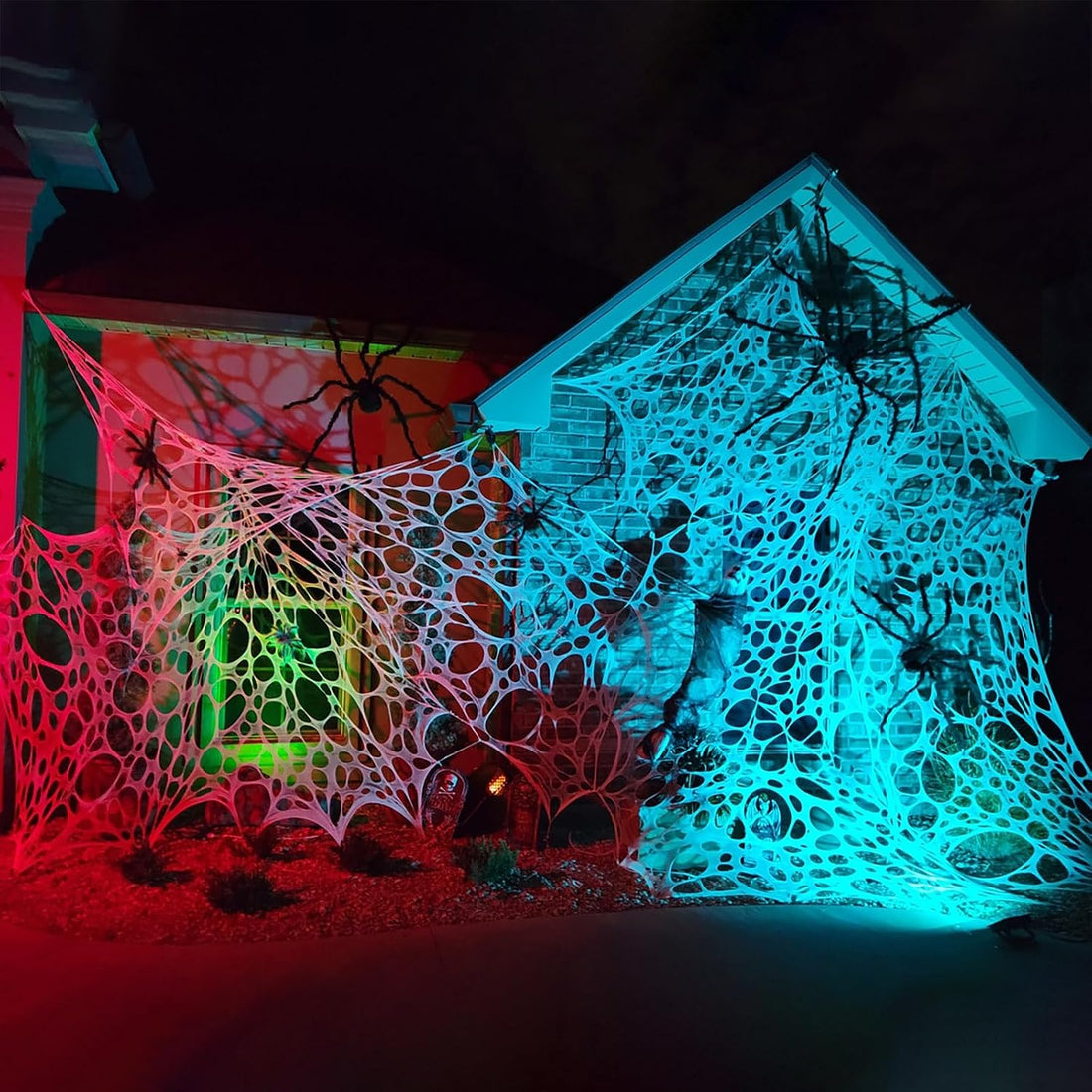 Runleo 2 Pack Giant Spider Webs Halloween Decorations Outdoor Beef