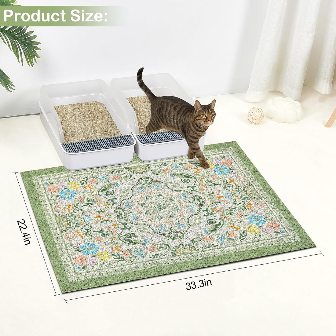 Glittme Cat Litter Mat with Non-Slip Bottom Litter Box Mat 33"X22"