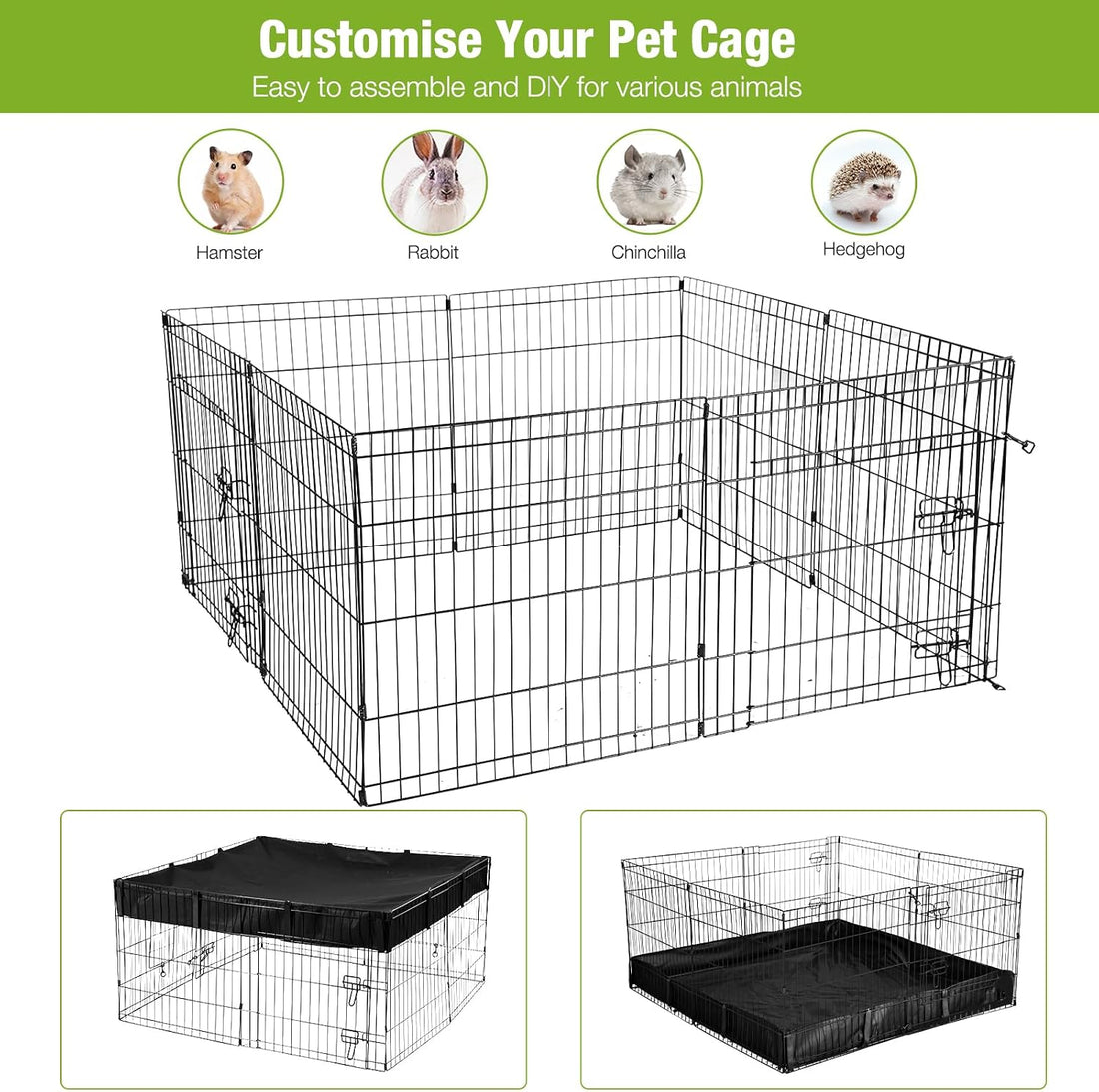 GUTINNEEN Rabbit Pet Playpen Guinea Pig Cage with Waterproof PVC