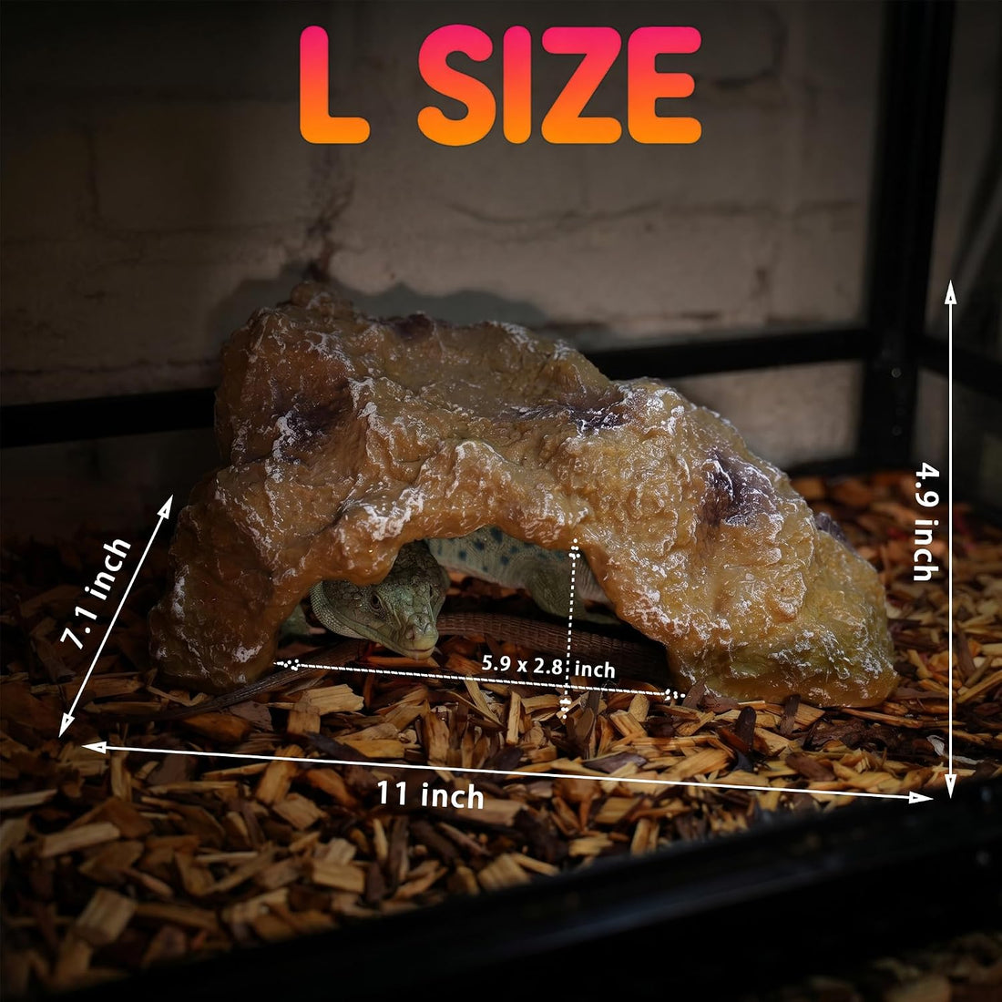 Reptile Hide Rock Cave, Small Resin Corner Hideout for Juvenile