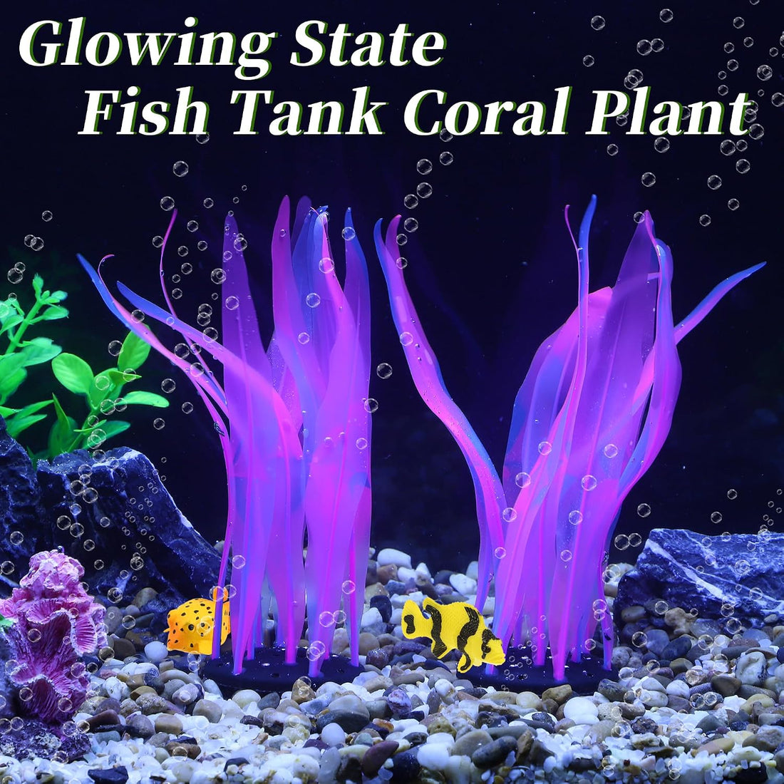Aquarium Glowing Kelp Plant, Soft Silicone Glowing Decorations Pink