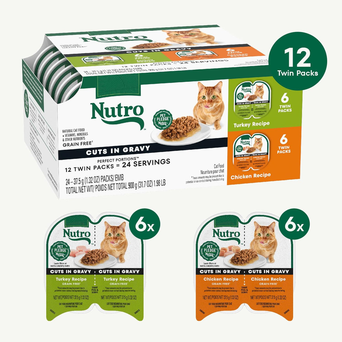 Nutro Perfect Portions Wet Cat Food Gravy Cuts Variety Pack