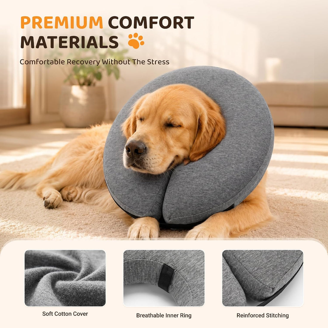 MIDOG Inflatable Dog Cone After Surgery, Donut Collar for X-Large Dogs