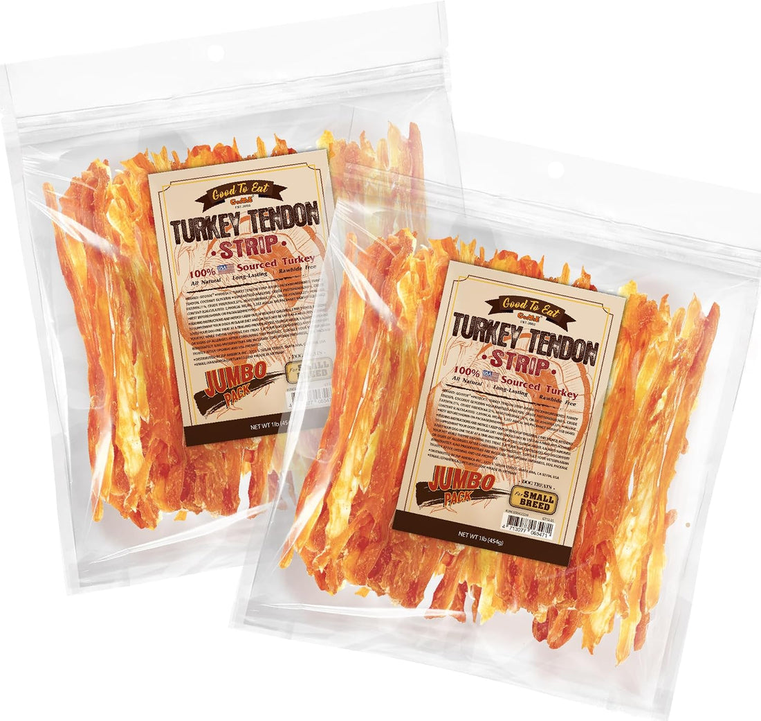 Gootoe Turkey Tendons for Dogs, Natural Chews, Strips, 3 oz Pack