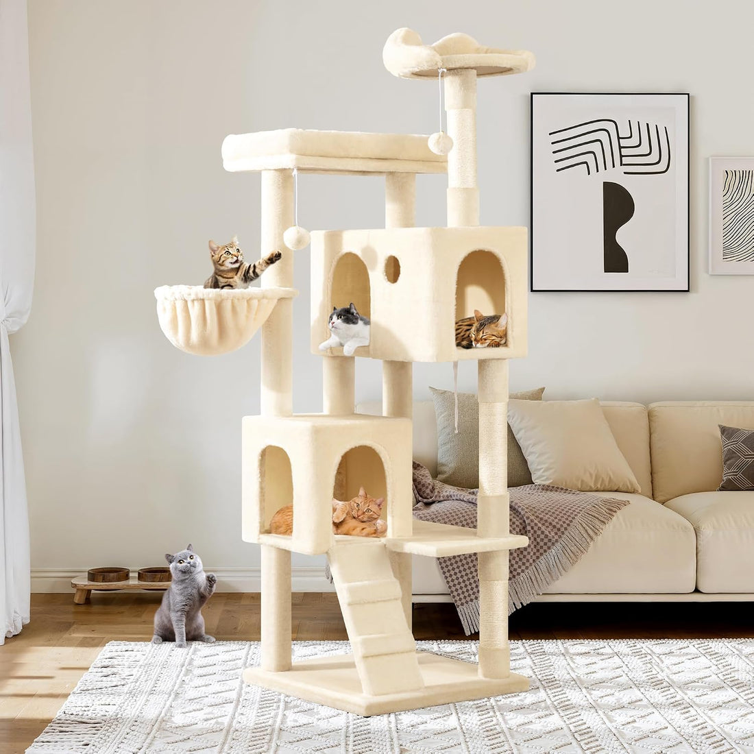 Allewie 64 Inches Cat Tree Tower/Multi-Level Activity Center