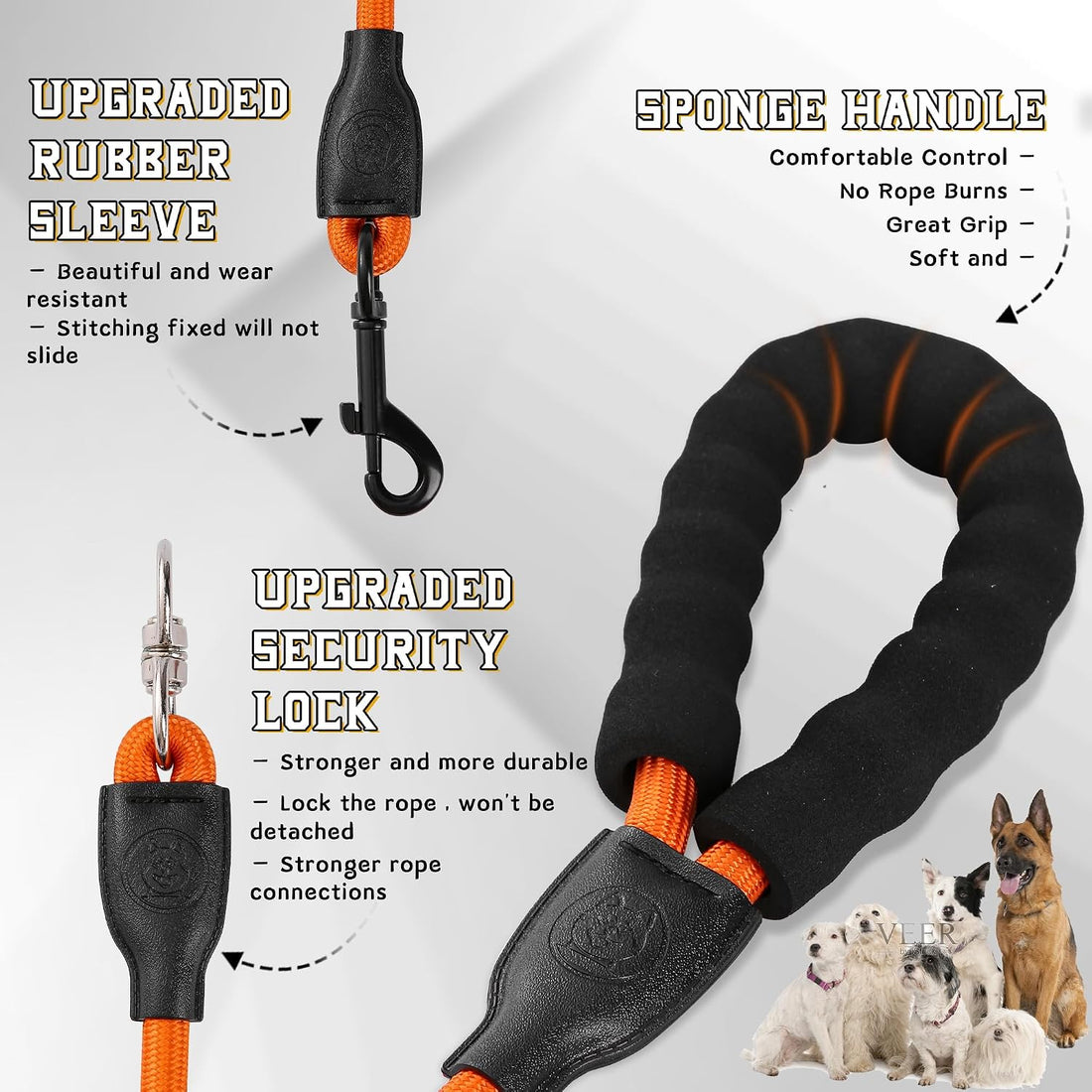 Heavy Duty 3 in 1 Dog Leash, 360 Swivel No Tangle No Pull Climbing