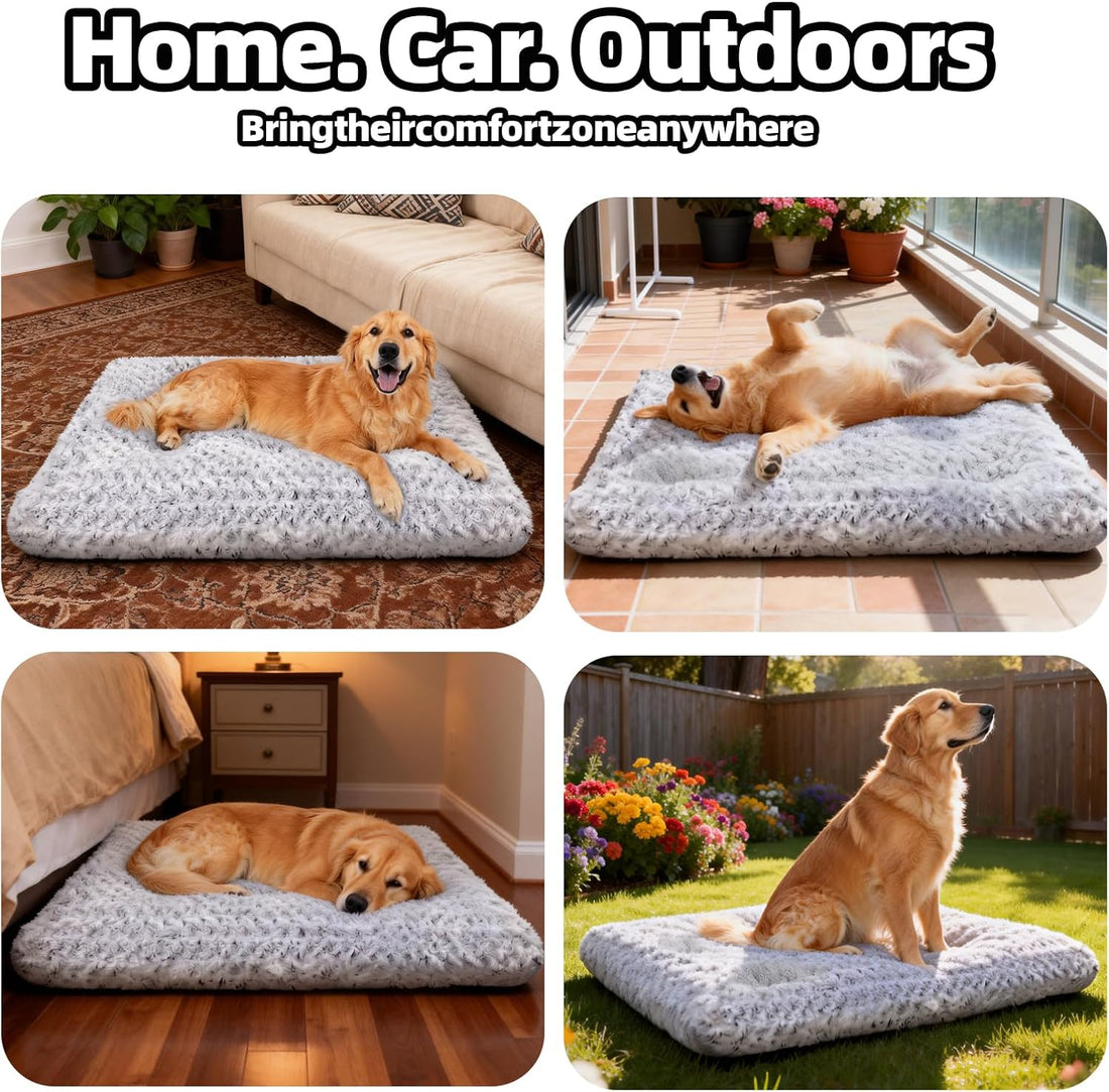 Dog Bed Large Size, Plush Washable Pet Bed Mat, Dog Crate Bed 35"x23"