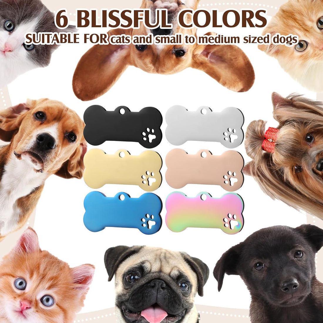 Hicarer 30 Pcs Stainless Steel Dog Tag Blank Pet ID Tags