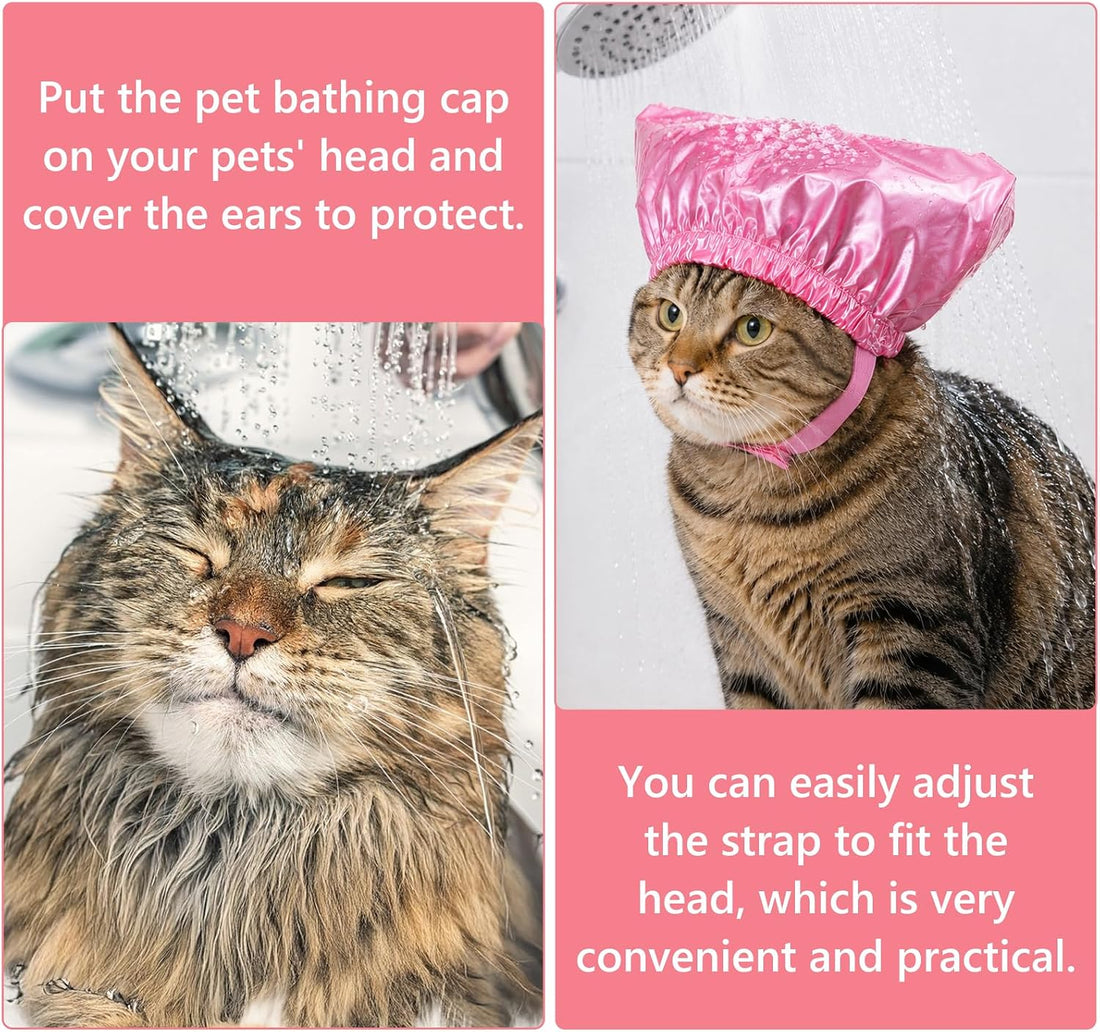 2Pcs Waterproof Pet Shower Cap Reusable Dog Bonnet for Bathing S&M