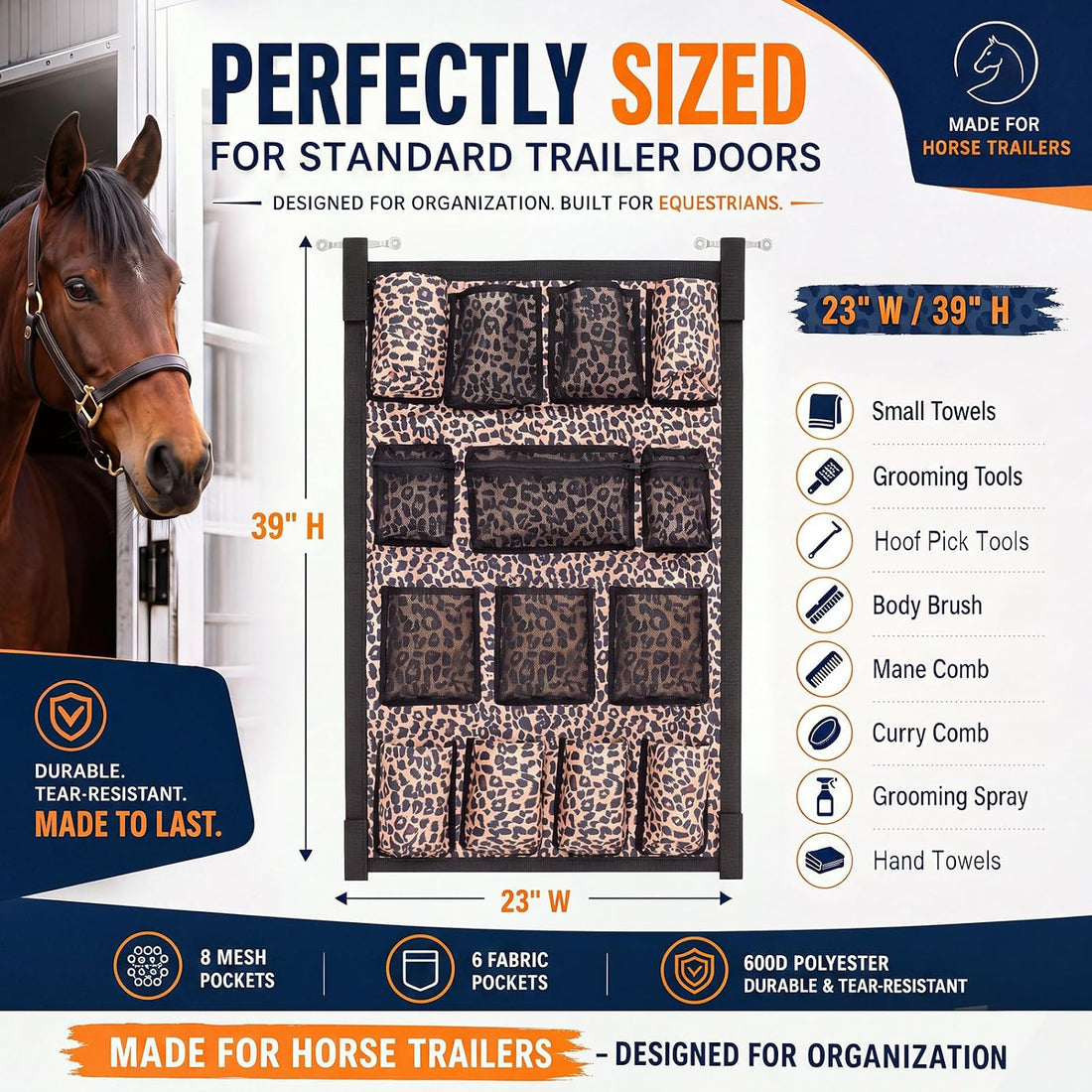 Abbylike Horse Trailer Organizer & Grooming Bag, Door Caddy