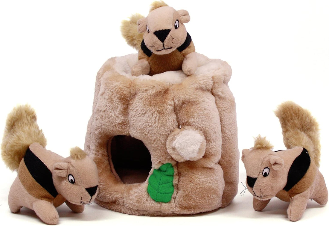 Outward Hound Hide-A-Squirrel Plush Squeaky Dog Toy, Large