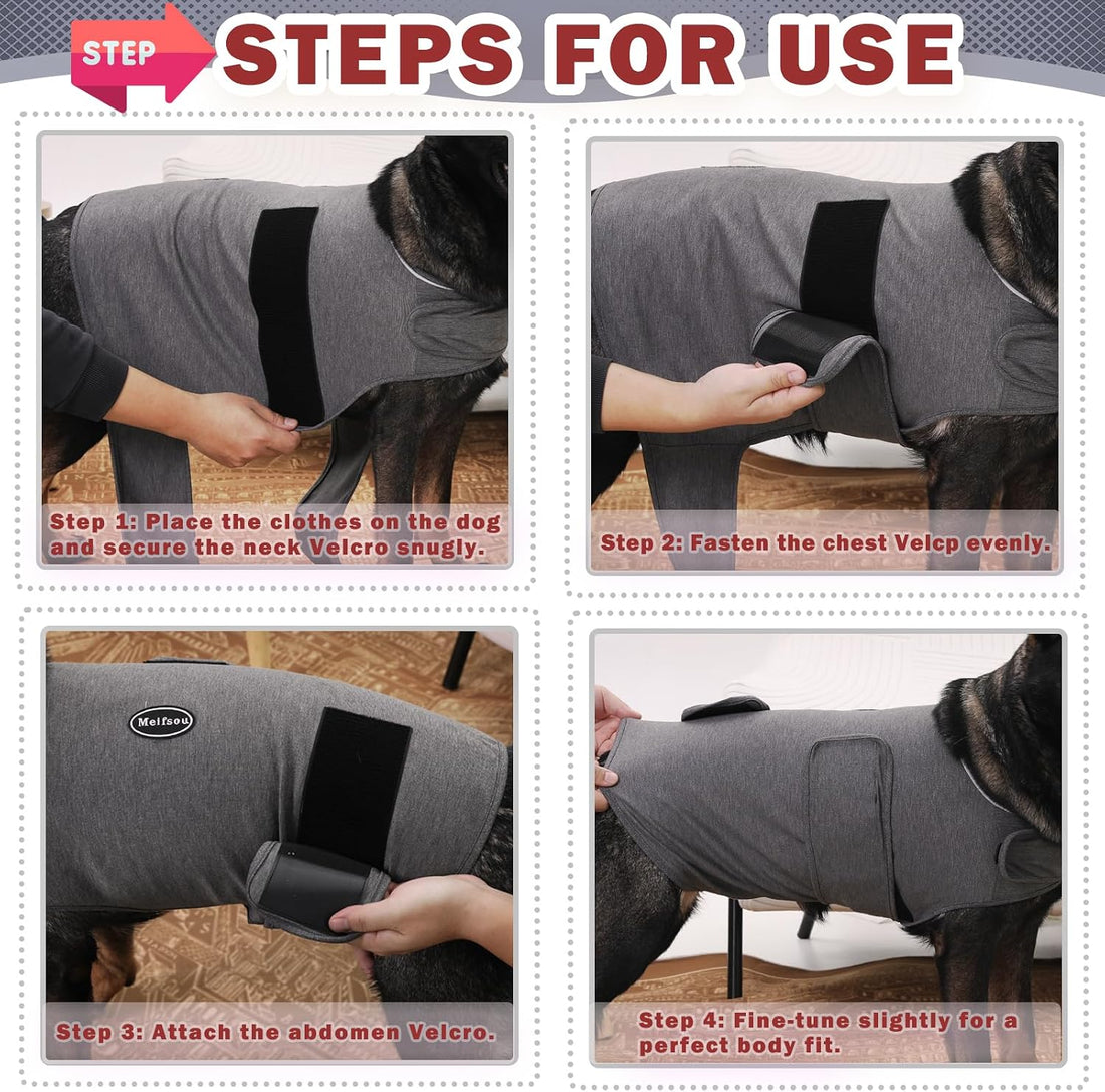 Meifsou Dog Anxiety Vest, Skin-Friendly Thunder Jacket for Dogs
