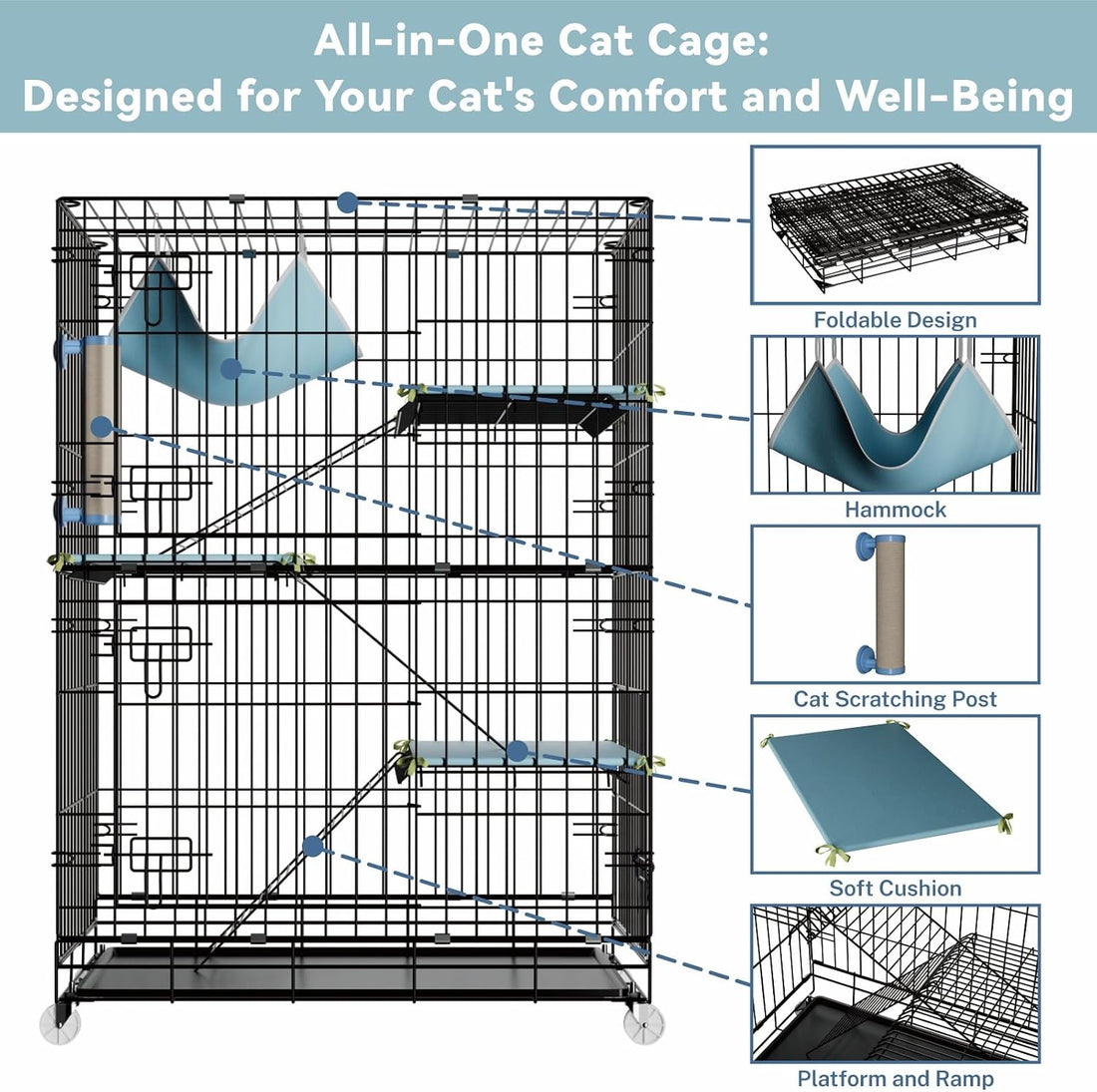 STILLCOVE 4-Tier Cat Cage Indoor