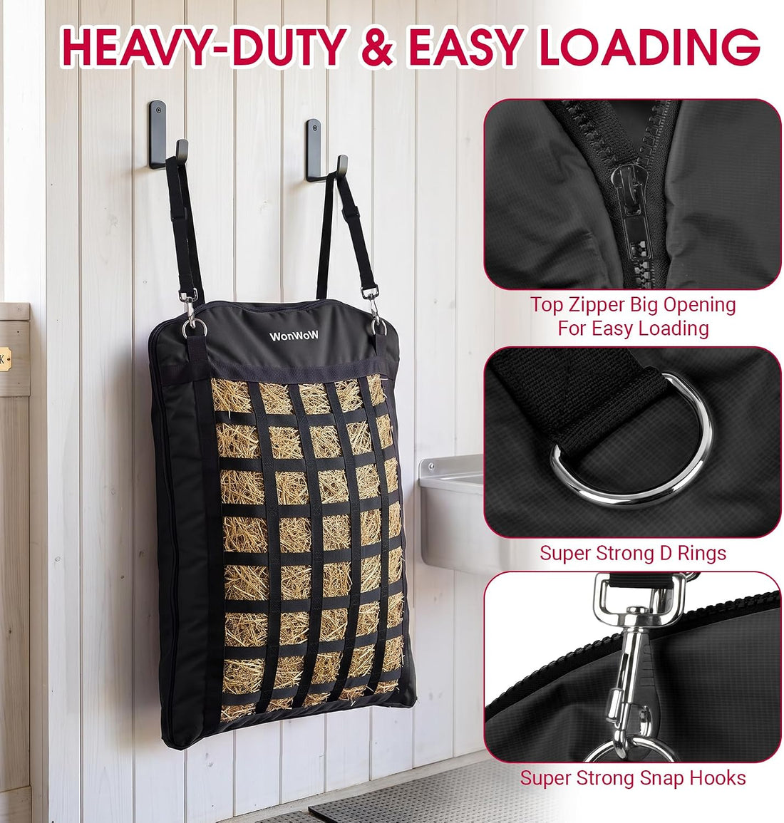 Large Hay Bags for Horses, Horse Slow Feeder, Hay Bags for Goats
