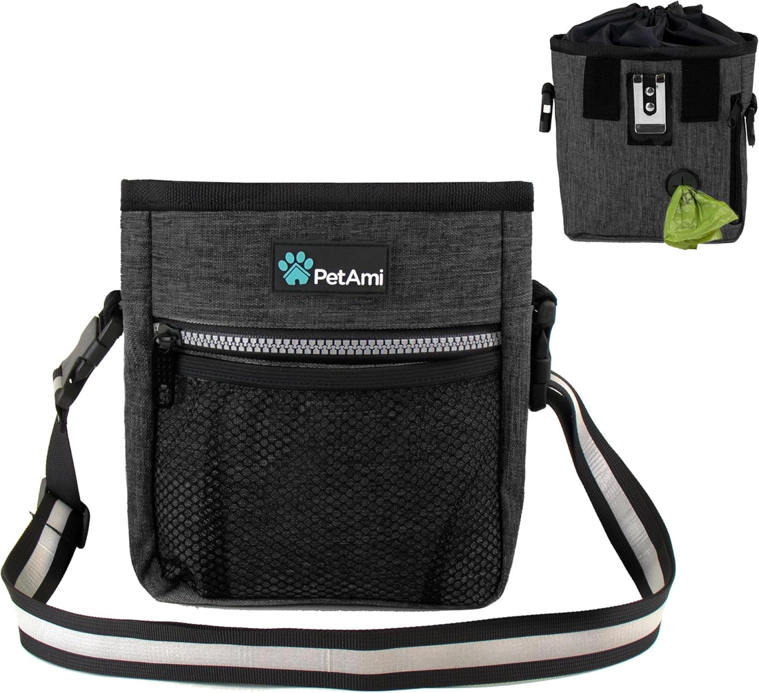 PetAmi Hands Free Dog Treat Pouch for Training and Walking, Charcoal