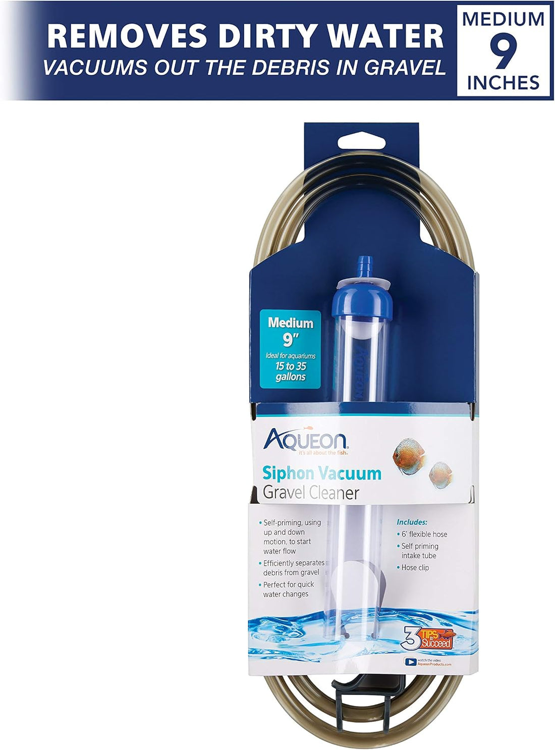 Aqueon Aquarium Siphon Gravel Cleaner with Bulb, Large, 10 Inches