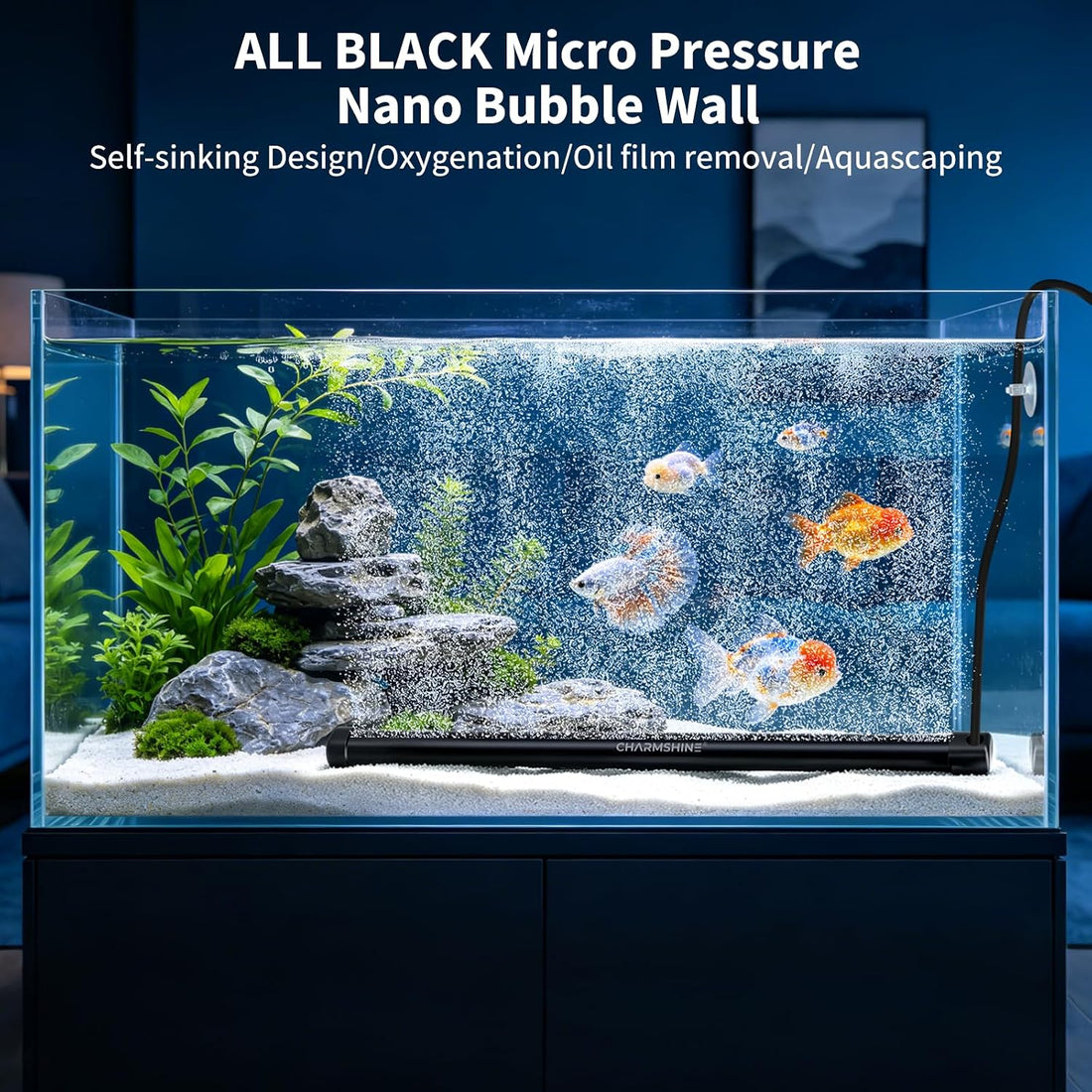 Aquarium Bubble Wall 5.9" Air Stone Bar,Nano Fiber Bubble Curtain