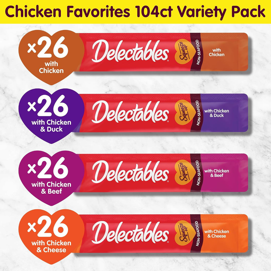 Delectables Squeeze Up Lickable Cat Treats Non-Seafood Variety Pack