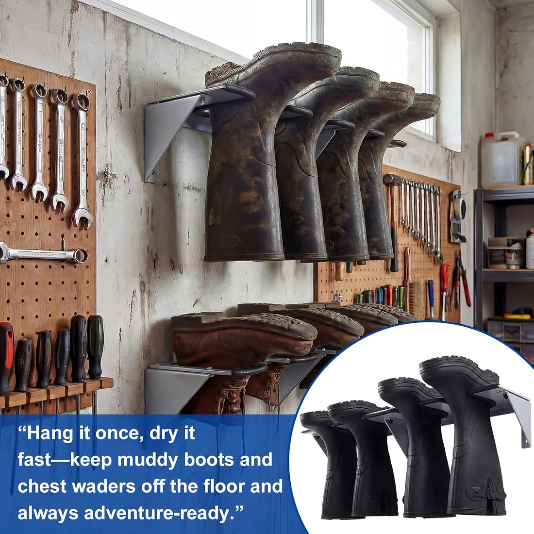 Zonon Wader Hanger Steel Boot Hanger Wall Mount