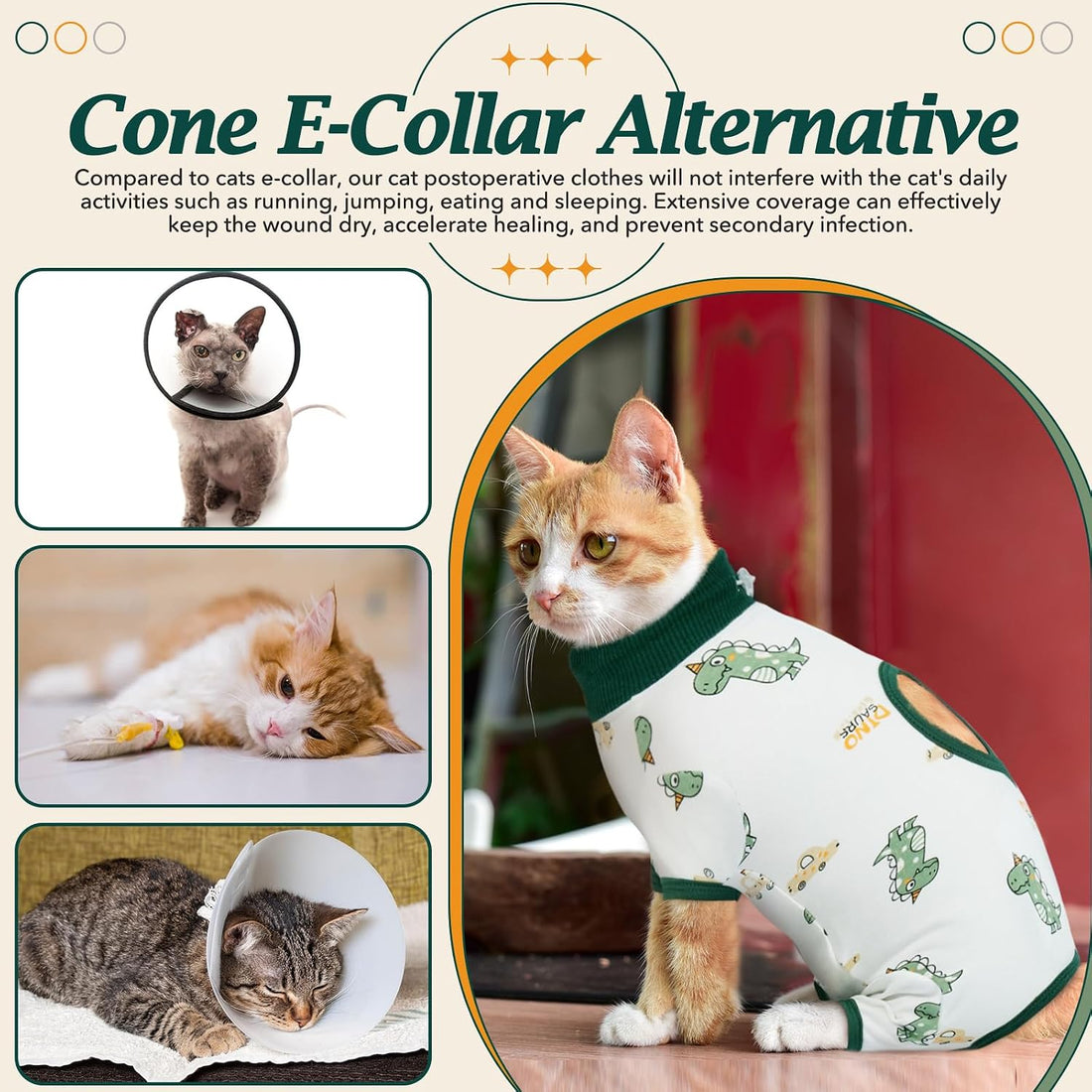DENTRUN Cat Surgery Recovery Suit Female Male