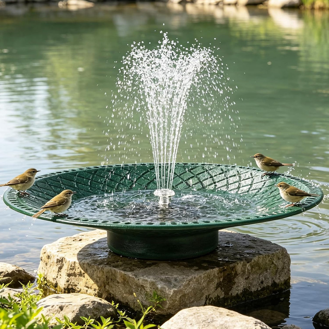 19.6" Large Bird Bath with Solar Fountain