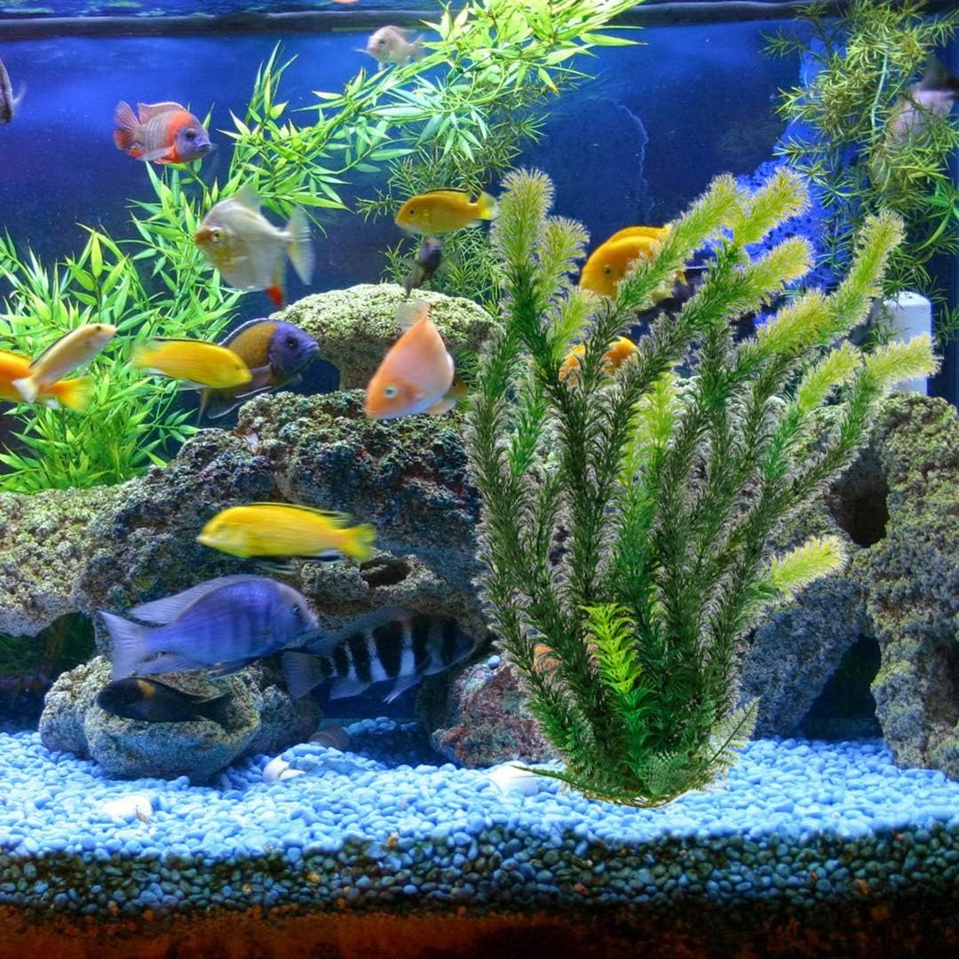 17" Plastic Water Plant for Aquarium Fish Tank Ornament, Rhodo