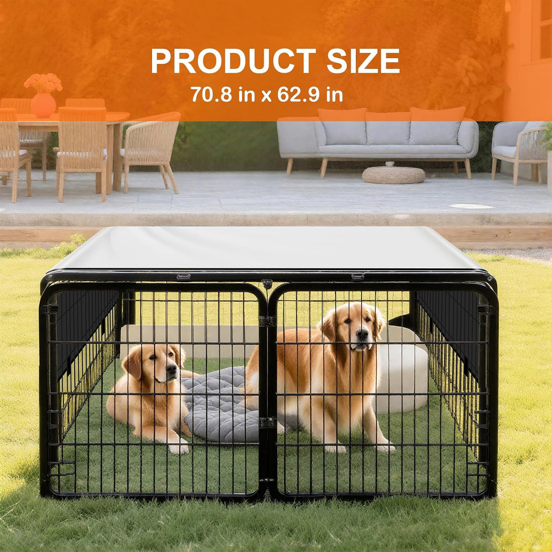 Dog Playpen Cover for 24" High 8-Panel Silvered Oxford,Playpen Not