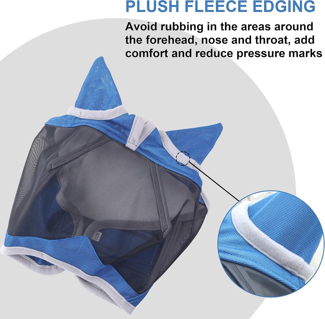 Horse Fly Mask with Ears, Full Face Equine Fly Mask UV Protection