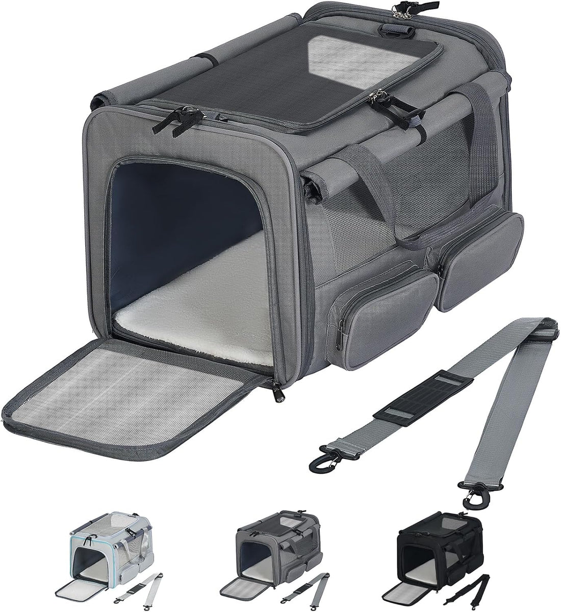 Extra-Large Cat Carrier, Soft-Sided Collapsible Pet Carrier up to 22