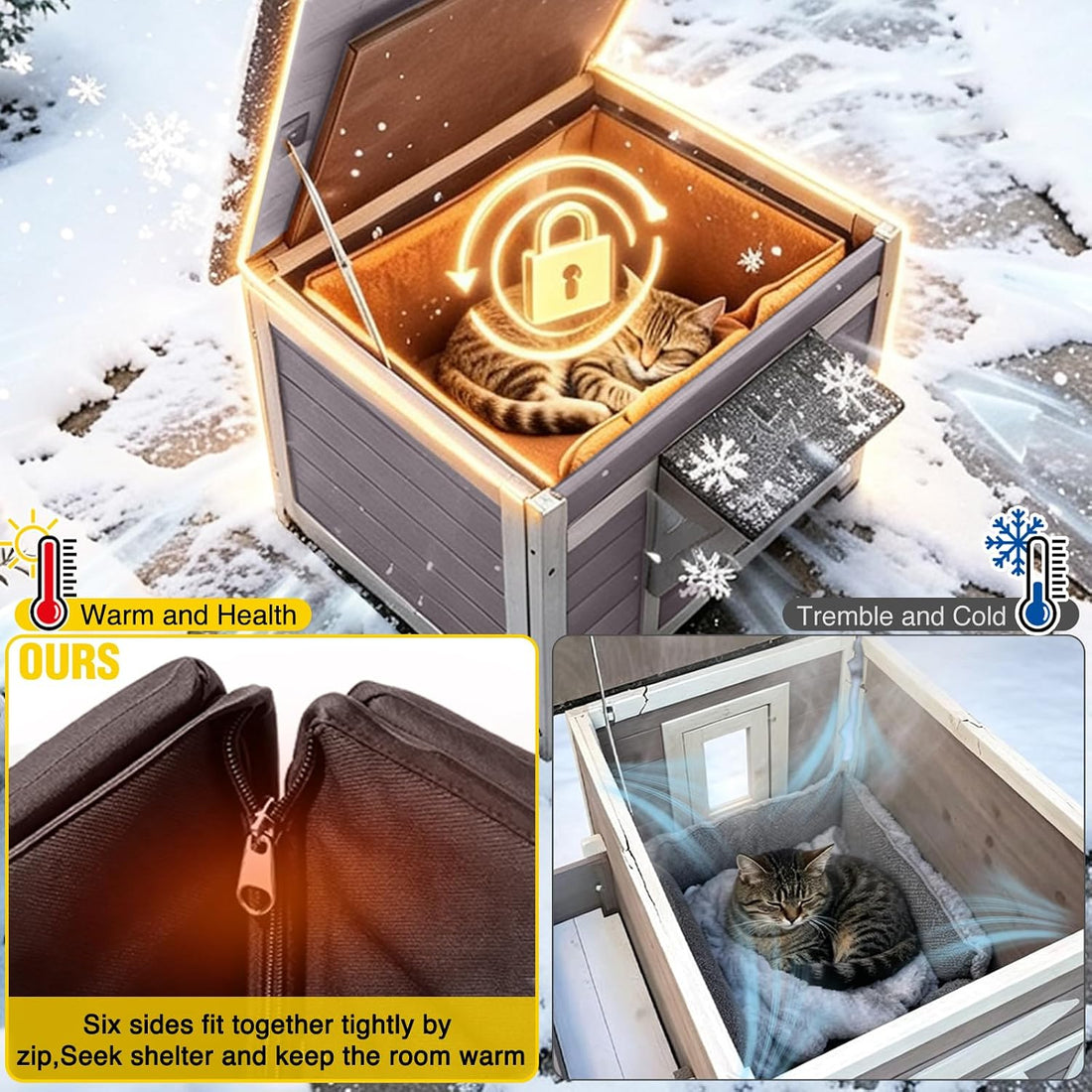 AIVITUVIN Cat House Outdoor Insulated Feral Kitty Shelter with Liner