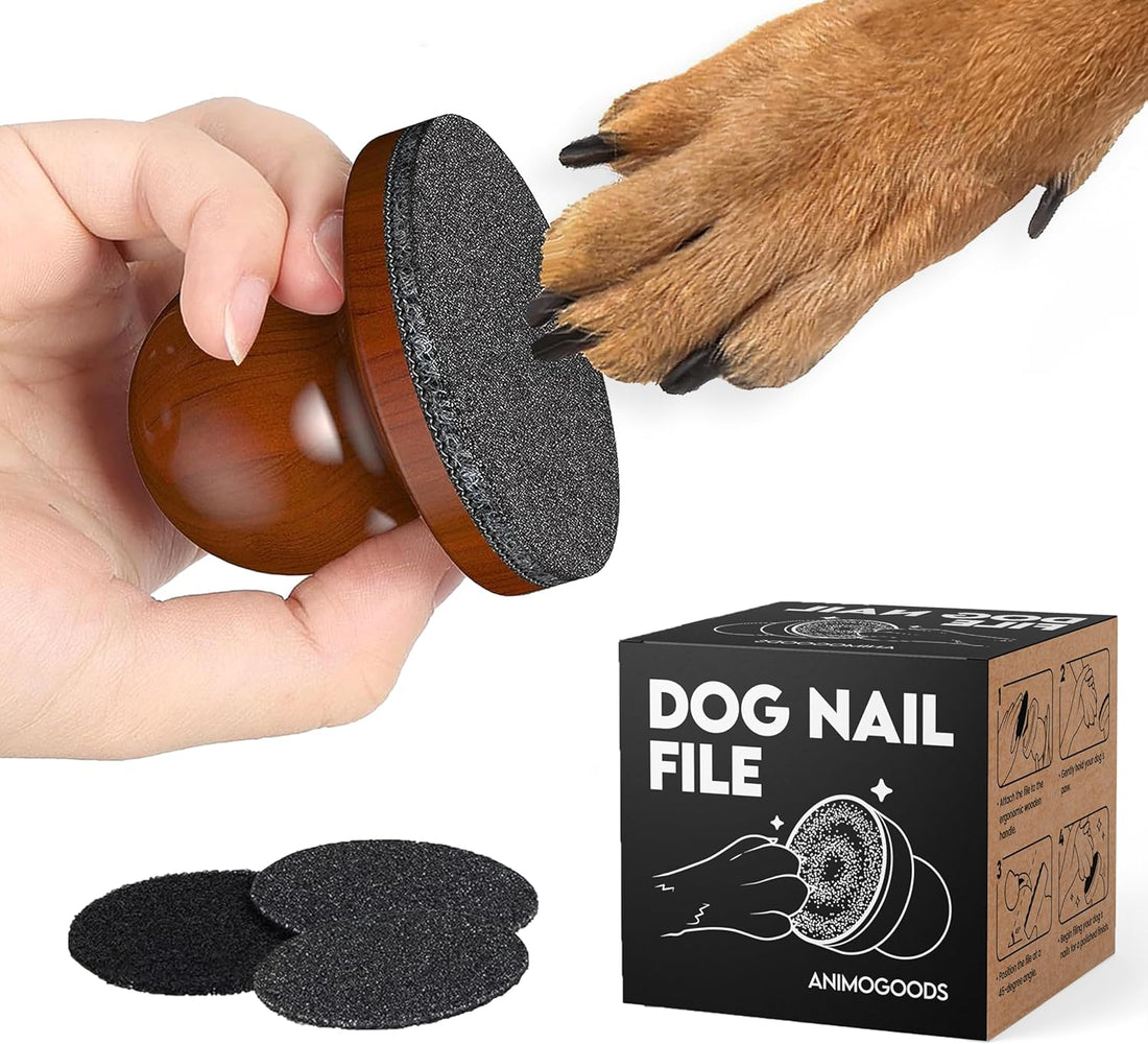 Silent Dog Nail File, Real Wood Handle, 3 Spare Pads