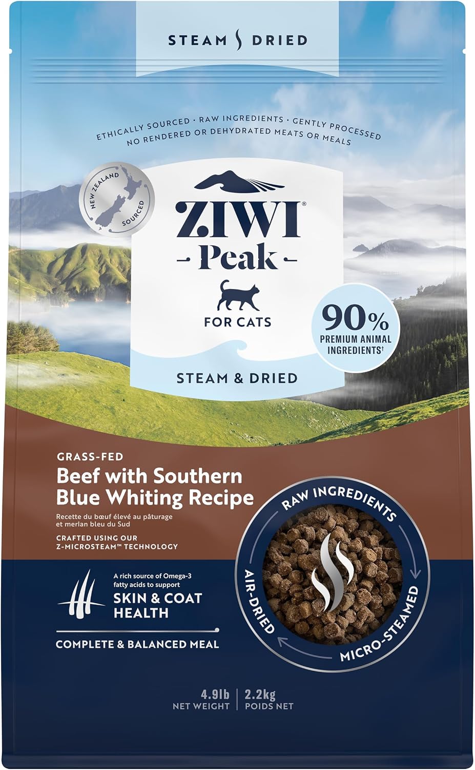 ZIWI Peak Steam & Dried Cat Food, Beef with Southern Blue Whiting