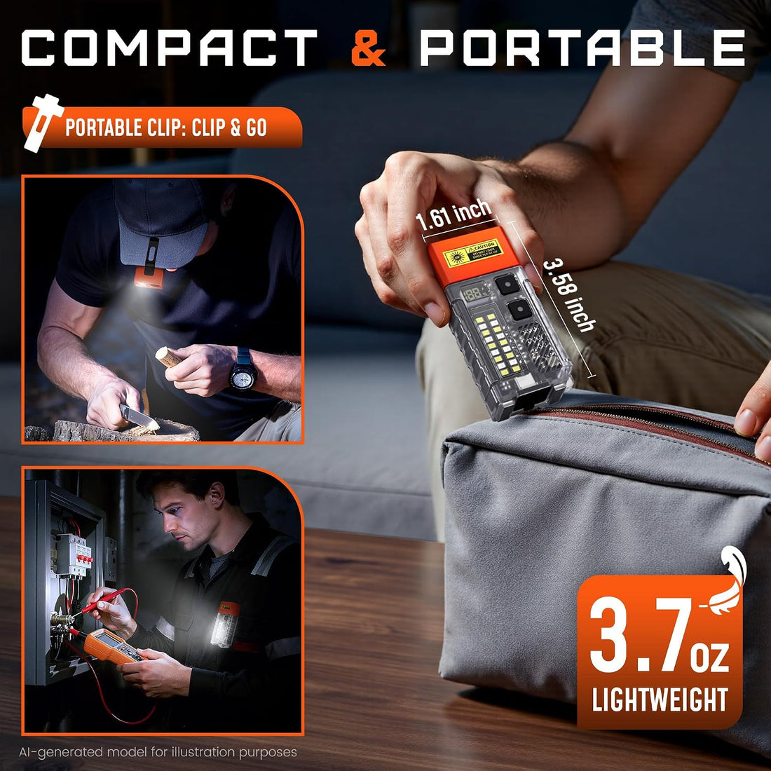 DARKBEAM 365nm UV Flashlight USB-C Black Light with Filter and LCD