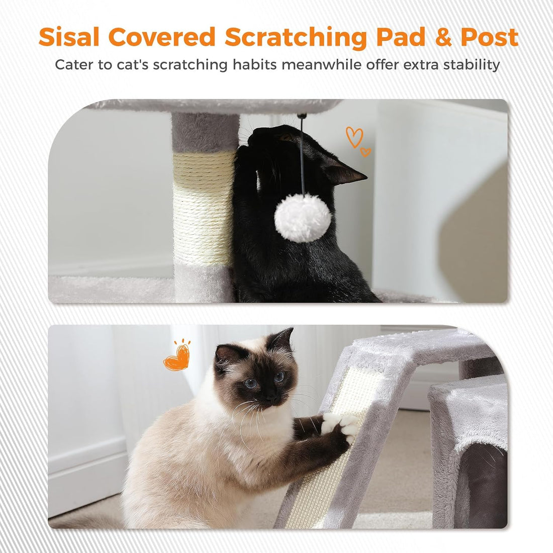 PEQULTI Small Cat Tree Tower for Large Adult Cats with Wide Top Perch