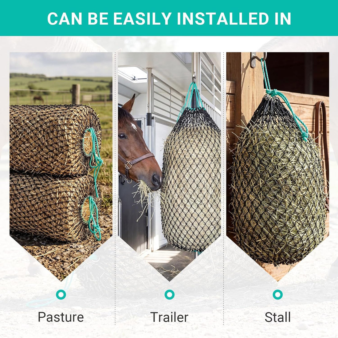 2 Pack Slow Feeder Hay Net Square Bale PE Hay Nets Bags for Horses