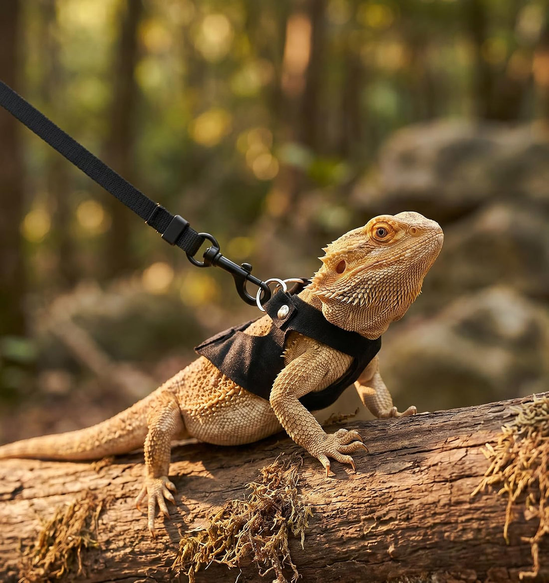 3 Pcs Bearded Dragon Leash Set, Black Bearded Dragon Harness Set