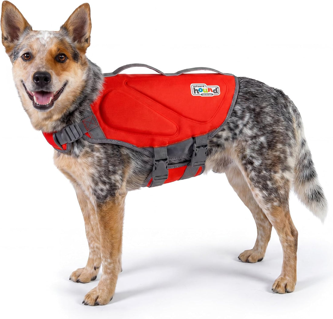 Outward Hound Dawson Swim Dog Life Jacket, Life Vest, Red, Large
