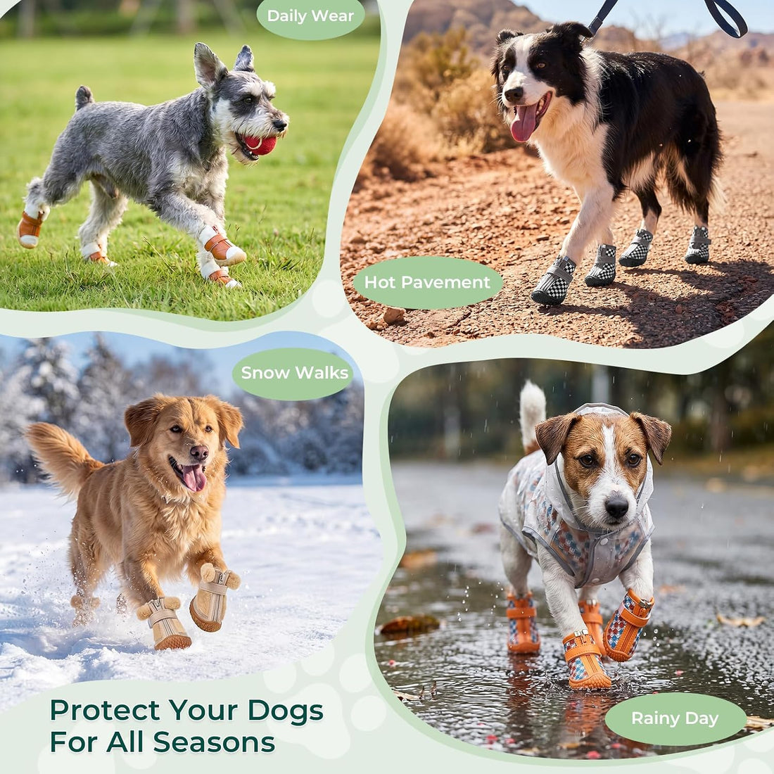 Haloumoning Dog Shoes Waterproof Non-Slip Booties for Small Medium