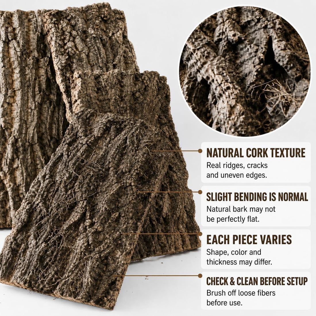 STARVAST 4PCS Cork Terrarium Background 15.7x11.8in for Reptile