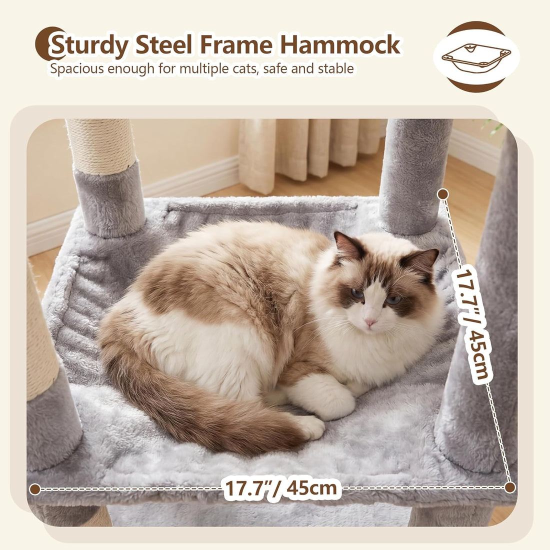 Heybly 53.1" Corner Cat Tree for Large Cats – Interactive Play HCT029W