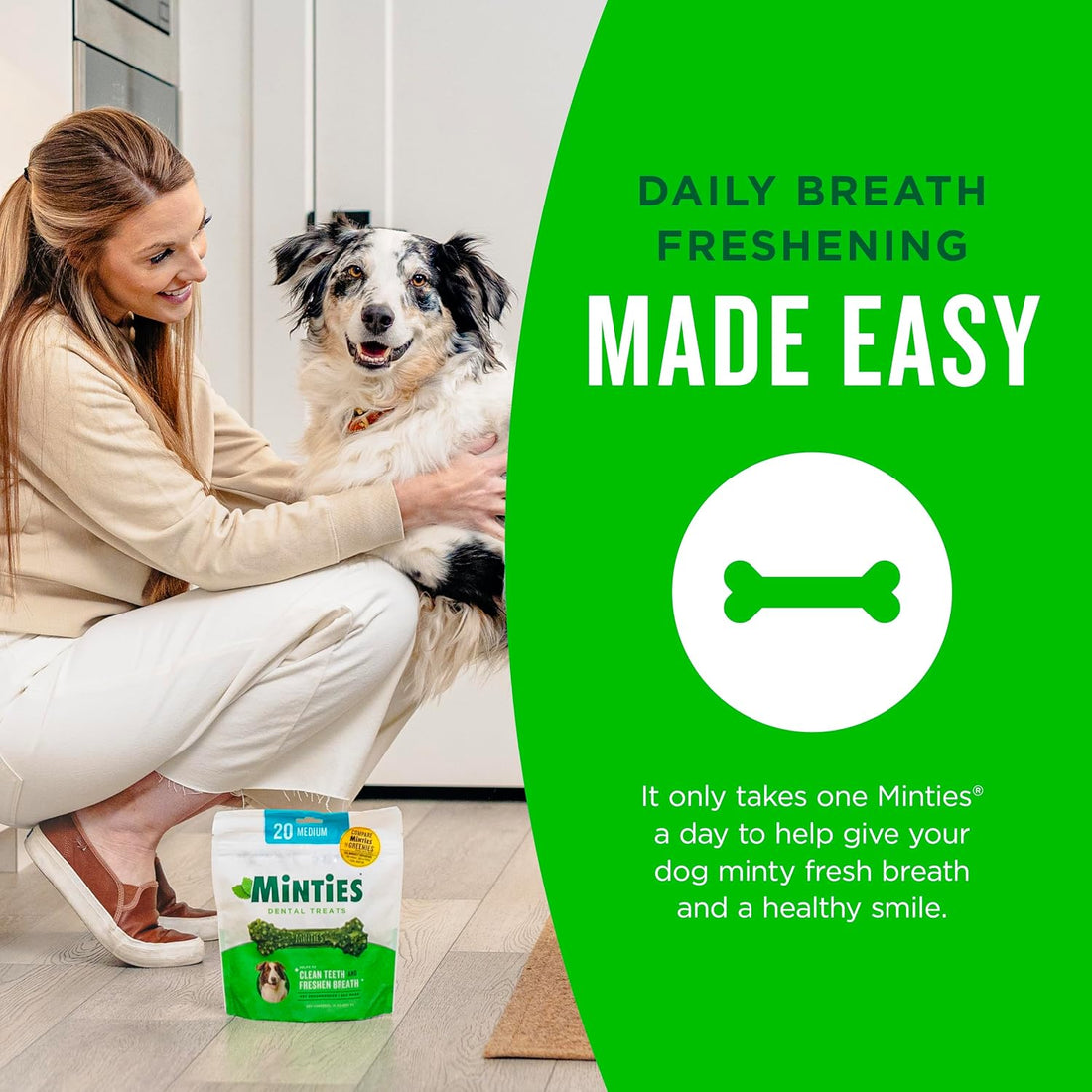 Minties Dog Dental Bone Treats, Tiny/Small 5-25 lbs, 40 Ct