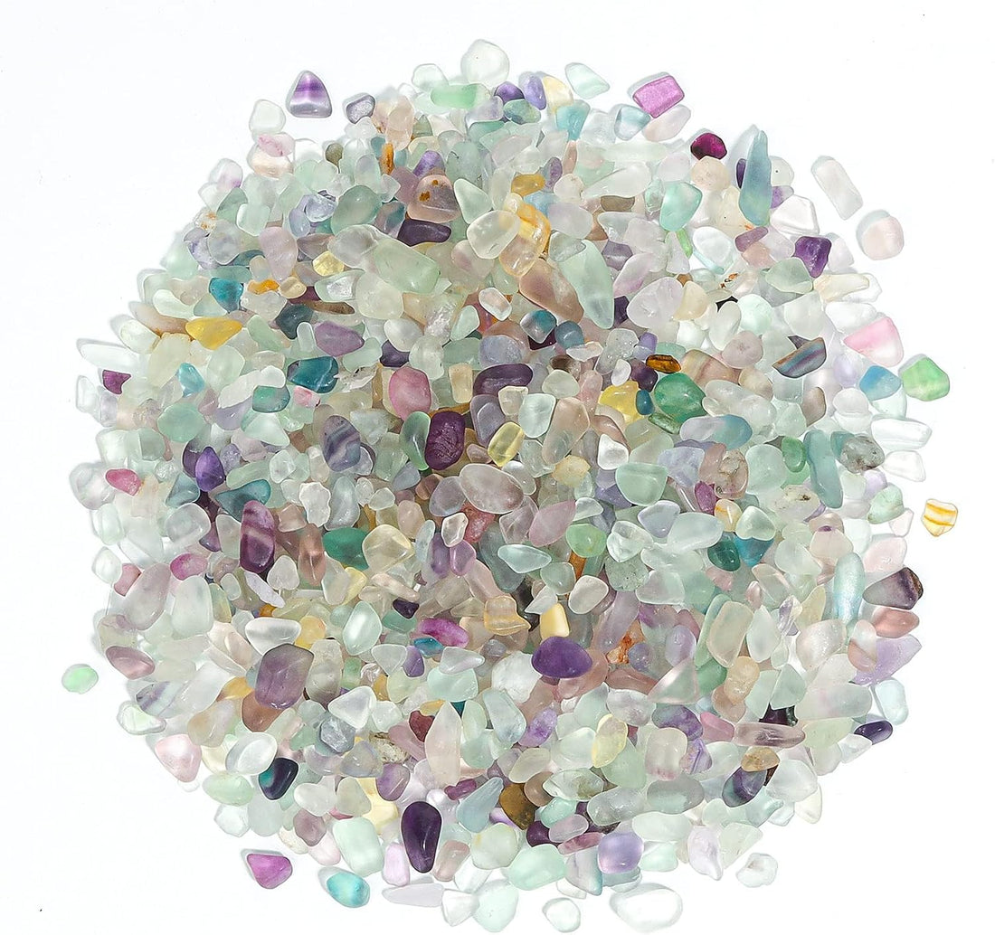 T4U Crystal Rocks for Aquarium, Fluorite Chips Pebbles for Plants 1 lb