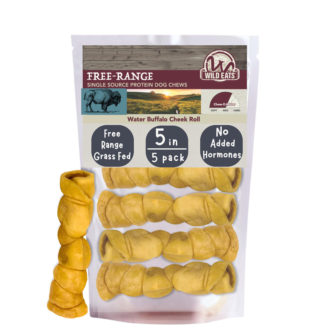 Wild Eats Water Buffalo Retriever Style Cheek Roll Dog Chews