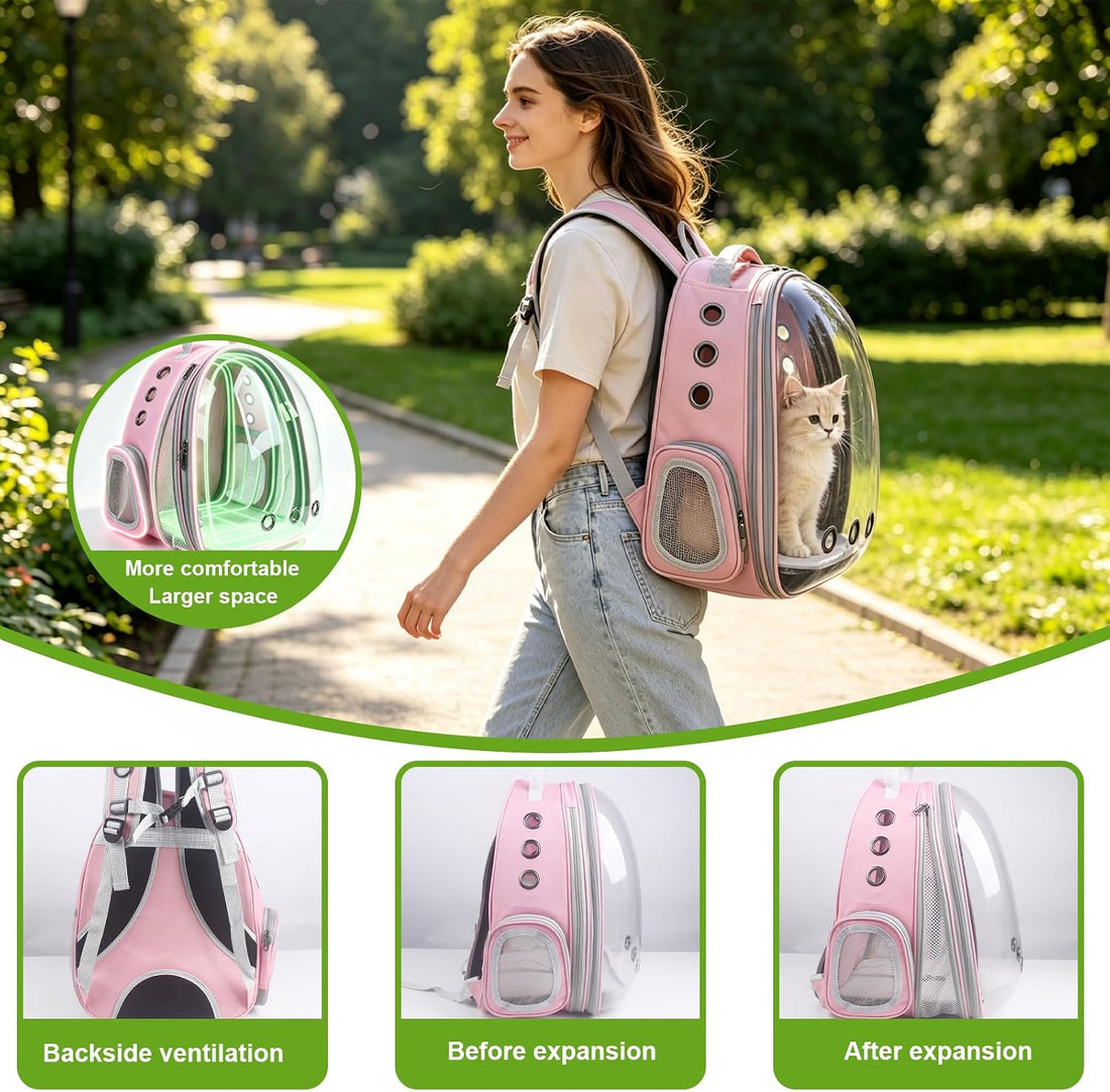 Expandable Pet Backpack 14"×15"×16.5" Cats Dogs Carrier Bag