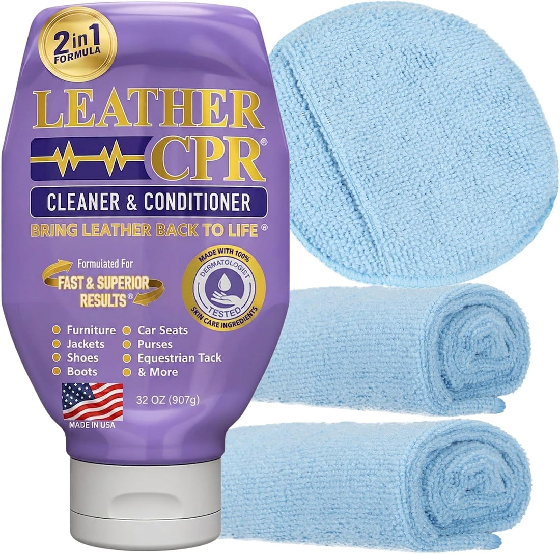 Leather CPR Cleaner & Conditioner Kit with Applicator Sponge & Towels